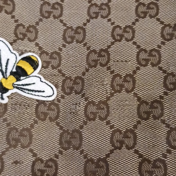 Gucci Tote Bag STUDDED Shoulder Bag RED Green Strap IVORY LEATHER added patch - Picture 16 of 16